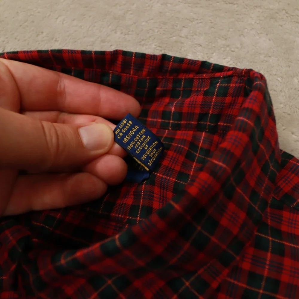 Ralph‎ Lauren Red Green Tartan Plaid Long Sleeve Button Up Shirt size XL